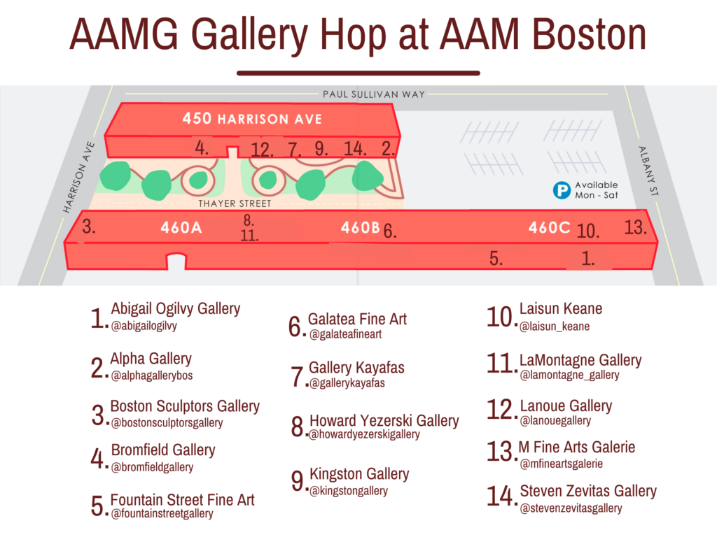 AAMG Gallery Hop Map - Boston 2022